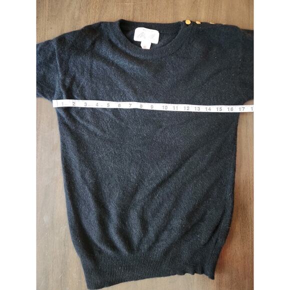 Lord & Taylor Vtg Women’s 100% Cashmere Black Button Shoulder Crewneck Sweater S - Picture 4 of 5